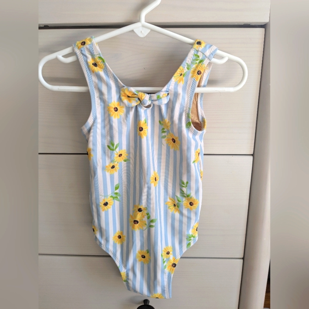 Old Navy Striped Floral One-Piece Swimsuit 18-24 Months